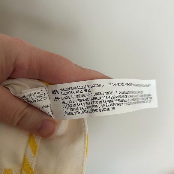 Zara Striped Yellow Shorts Linen Blend - Picture 7 of 7
